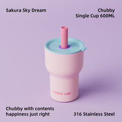 CHAKO LAB Dual-Layer Insulated Tumbler – 570mL Borosilicate Glass Inner Cup & 600mL Stainless Steel Thermos, 2-in-1 Detachable Design for Hot/Cold Drinks