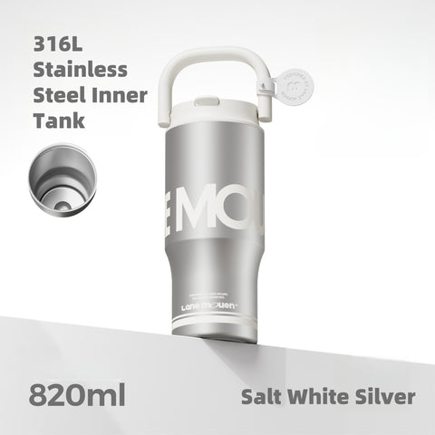 LANE MOUEN QI Vacuum Insulated Tumbler 820ml Double Wall with Straw & Tea Infuser - 2-in-1 Leakproof Cup for Hot/Cold Drinks, Car Holder Friendly
