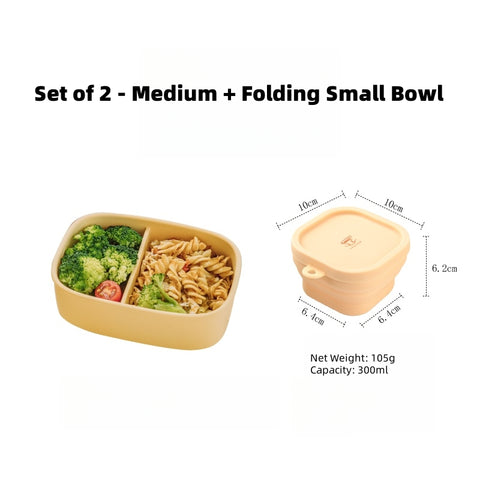 SHUEHO Silicone Bento Box - Leakproof, Microwave & Freezer Safe (-40°C~230°C), 3 Sizes (550ml/750ml/1200ml)