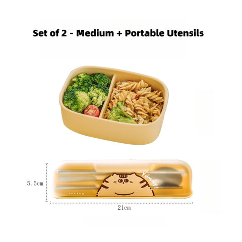 SHUEHO Silicone Bento Box - Leakproof, Microwave & Freezer Safe (-40°C~230°C), 3 Sizes (550ml/750ml/1200ml)