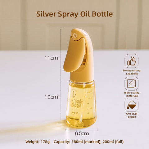 SHUEHO Premium Borosilicate Glass Oil Spray Bottle - 180ml Leak-Proof Kitchen Oil Mister with 1g Precision Control, High-Temperature Resistant & Non-Drip Design