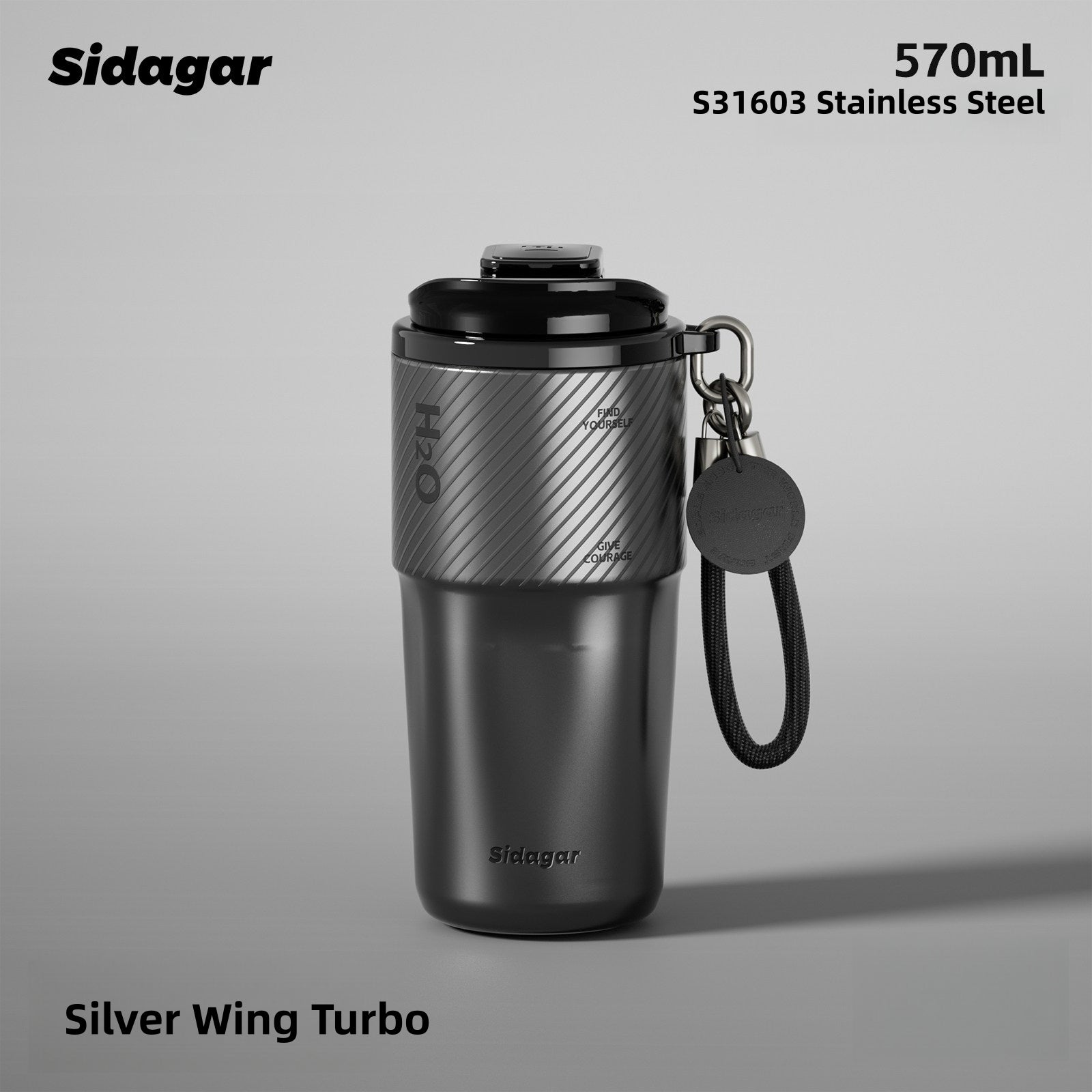 Sidagar Ceramic Coated Insulated Coffee Tumbler 570ml - No Metallic Aftertaste, 6H Hot & Cold, Leak-Proof Vacuum Travel Mug for Home Office Commute