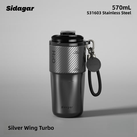 Sidagar Ceramic Coated Insulated Coffee Tumbler 570ml - No Metallic Aftertaste, 6H Hot & Cold, Leak-Proof Vacuum Travel Mug for Home Office Commute