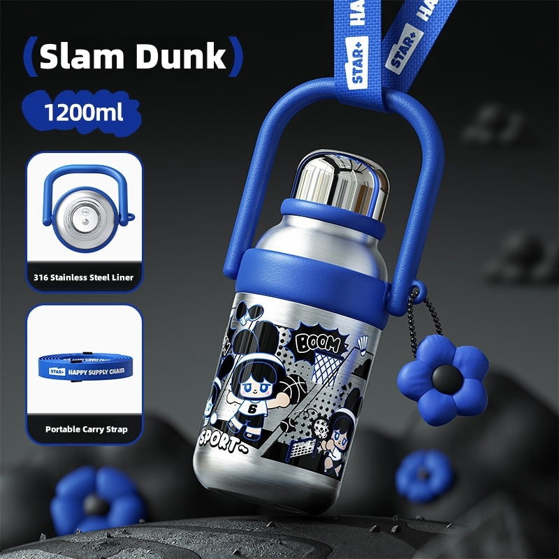 STAR+ 1200ML Stainless Steel Insulated Water Bottle - 24H Hot & Cold Retention, Portable with Handle & Strap, Leak-Proof Design