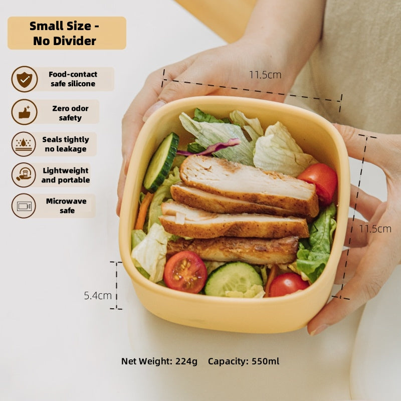 SHUEHO Silicone Bento Box - Leakproof, Microwave & Freezer Safe (-40°C~230°C), 3 Sizes (550ml/750ml/1200ml)