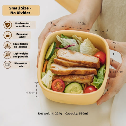 SHUEHO Silicone Bento Box - Leakproof, Microwave & Freezer Safe (-40°C~230°C), 3 Sizes (550ml/750ml/1200ml)