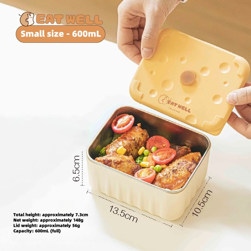 Microwave Safe Stainless Steel Lunch Box with Sauce Dipper - Double Layer Design (600ml/1200ml) | Leakproof | Dishwasher Safe | by EATWELL SHUEHO