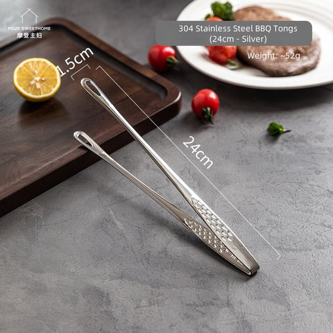 MDZF Premium 304/316 Stainless Steel BBQ Grill Tongs - Extra Long Non-Slip Handle, Multi-Purpose Kitchen Tool for Cooking, Grilling, and Serving (24cm/28cm, Silver/Gold)