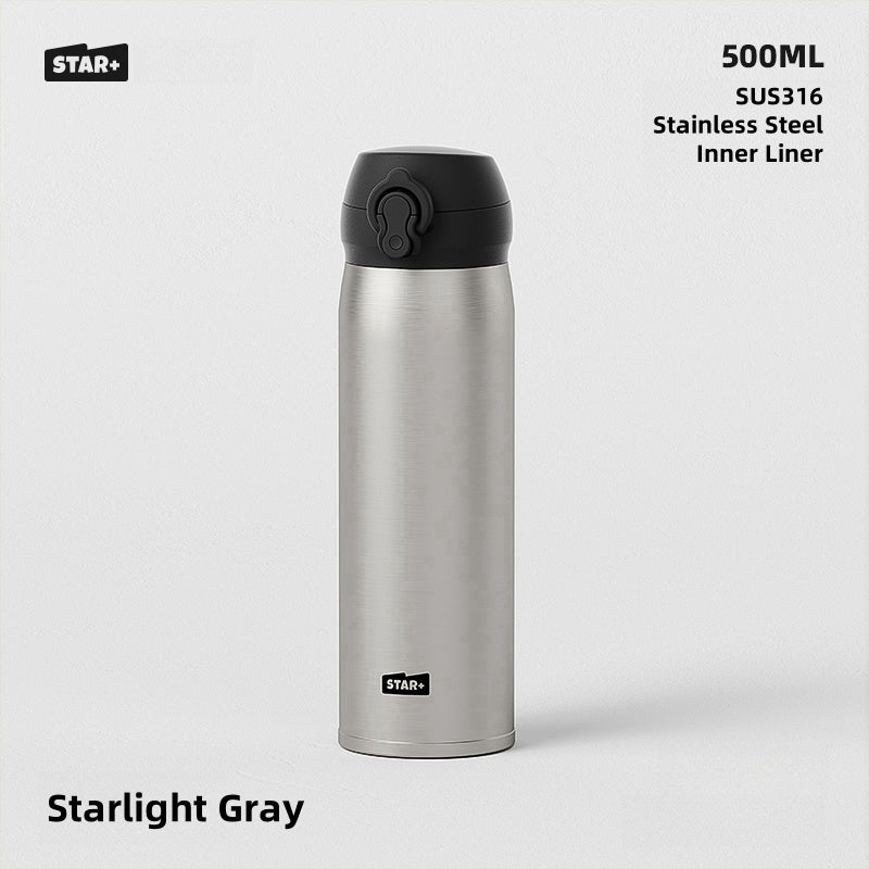 STAR+ Vacuum Insulated Stainless Steel Bottle - 500ML, SUS316 Inner, 8H Heat Retention, One-Touch Lid | Sleek & Leak-Proof Thermos