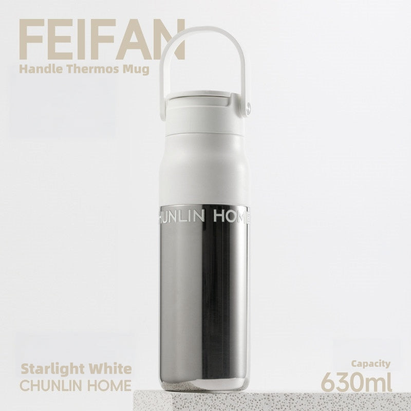 CHUNLIN HOME 630ml Insulated Water Bottle with Handle | BPA-Free 316 Stainless Steel | Leakproof 3-in-1 Sip Lid for Sports, Travel & Cars