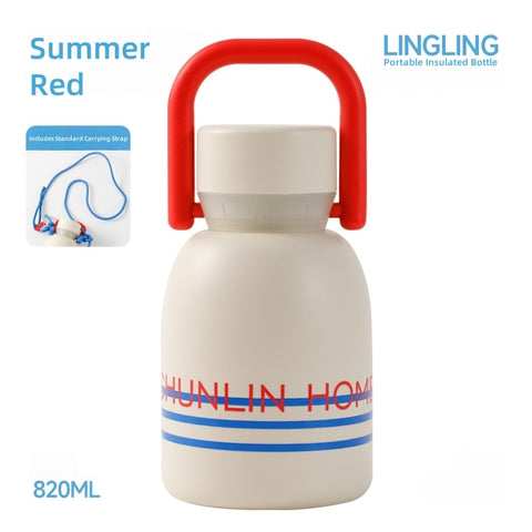 CHUNLIN LinLin Portable 820ml Vacuum Insulated Stainless Steel Water Bottle with Strap - Keep Hot/Cold for 24 Hours