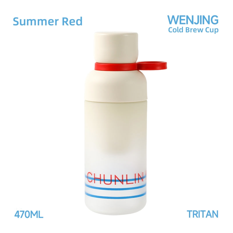CHUNLIN HOME WENJING Cold Brew Bottle - 470ml Color Changing Tritan Cup with Fine Filter & Portable Handle