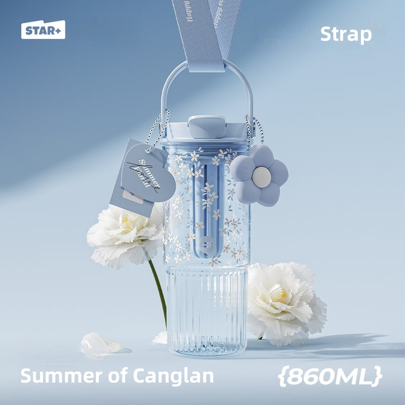 STAR+ Flower Series 860ML Multi-functional Straw Cup – Leak-proof, Detachable Tea Infuser, BPA-Free Bottle