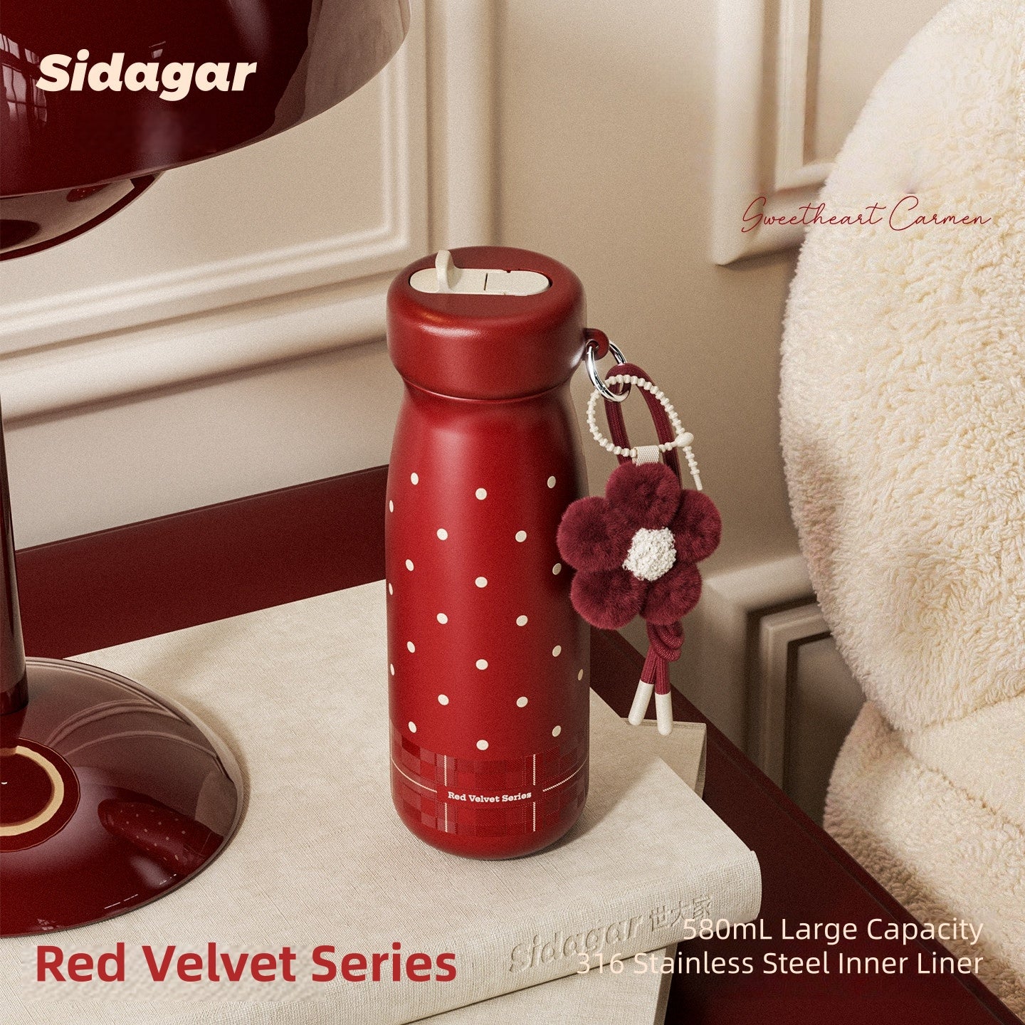 Sidagar SOLO Insulated Mug 580mL – SUS316 Stainless Steel Vacuum Tumbler with Straw & Leak-Proof Lid, Hot & Cold 6-Hour Temperature Retention, Cupholder Friendly Aesthetic Travel Coffee Mug