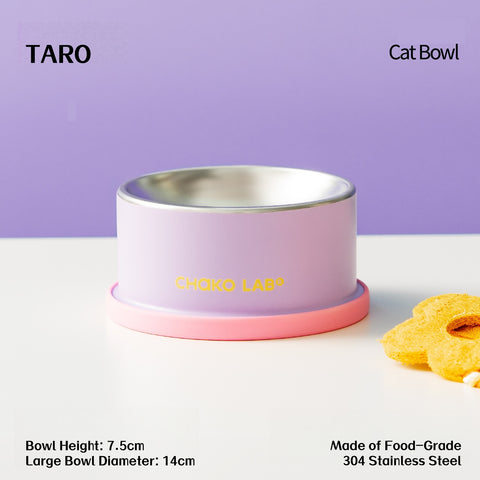 CHAKO LAB Elevated Cat Bowl – 7.5cm Raised Stainless Steel Whisker-Friendly Pet Dish with Non-Slip Base, 270ml