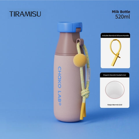 CHAKO LAB Ceramic Coated Milkpod Tumbler - 520mL Dual Drink Lids, Leakproof Thermos for Commute & Travel