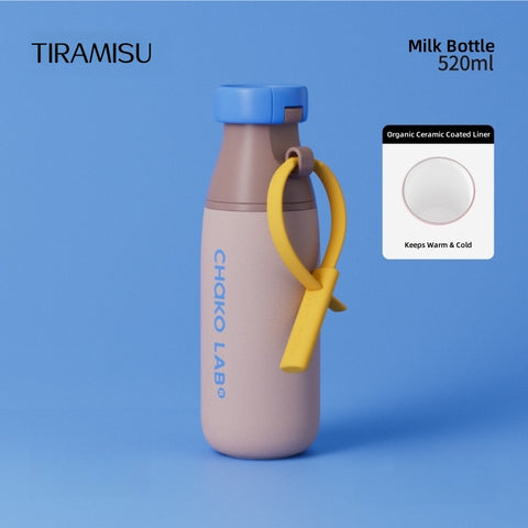 CHAKO LAB Ceramic Coated Milkpod Tumbler - 520mL Dual Drink Lids, Leakproof Thermos for Commute & Travel