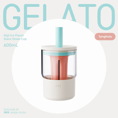AKS Gigi Ice Flavor Glass Straw Cup with Handle & Tea Infuser – 600mL/1000mL Borosilicate Glass Tumbler with Silicone Sleeve, Fruit Color Reusable Water Bottle for Office, Outdoor & Travel