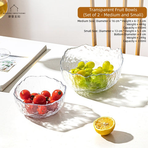 MDZF SWEET HOME Gilded Wave Glass Fruit Bowl Set - Hand-Painted Gold Trim, 3-Piece Photogenic Serving Bowls for Desserts, Salads & Snacks