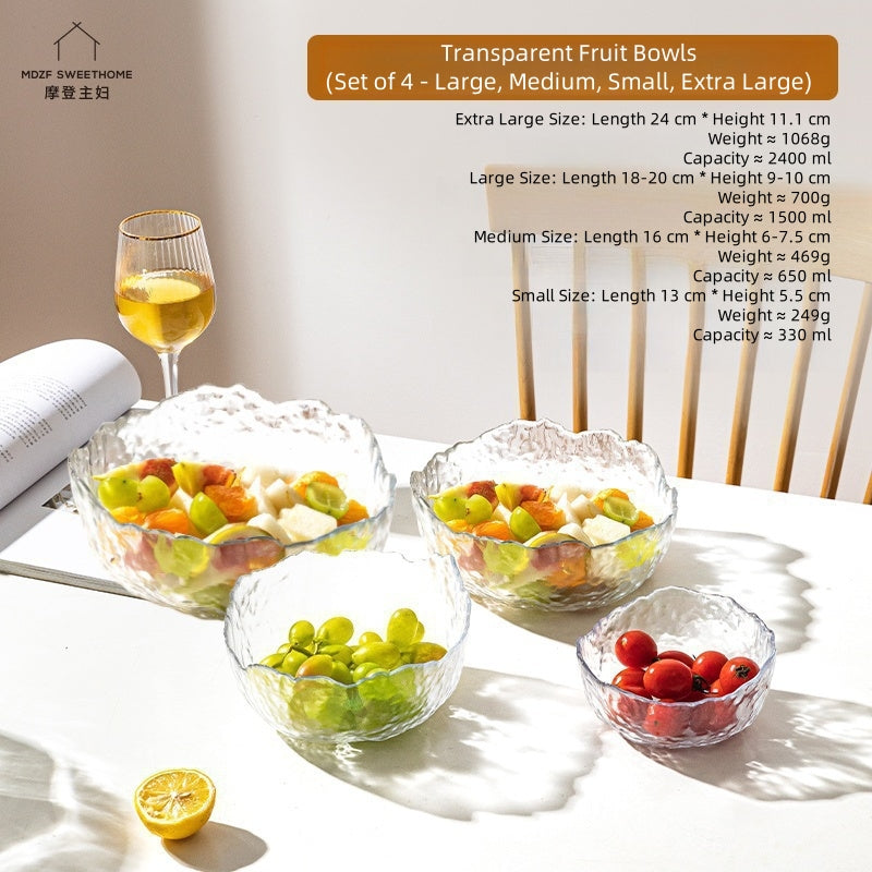 MDZF SWEET HOME Gilded Wave Glass Fruit Bowl Set - Hand-Painted Gold Trim, 3-Piece Photogenic Serving Bowls for Desserts, Salads & Snacks