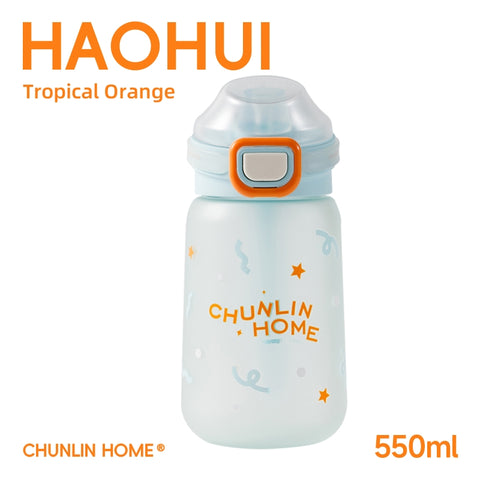 CHUNLIN HOME Child Water Bottle – 550ML Leak-Proof Tritan Bottle with Portable Handle & Silicone Suction Nozzle