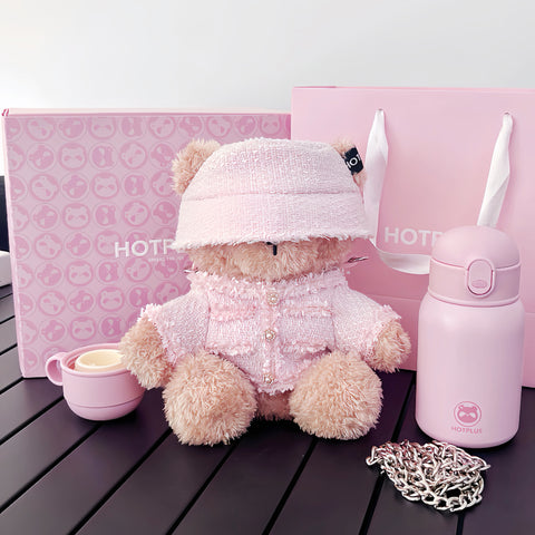 Hotplus Bear Insulated Water Bottle 450ml Bear Themed with Gift Box