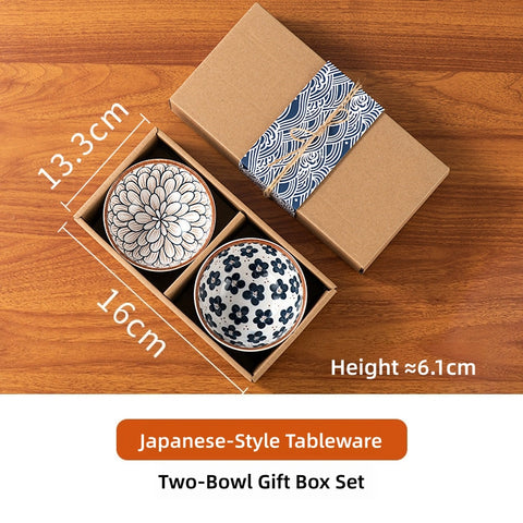THREE LIFE Rattan Series Japanese Ceramic Dinnerware Set – Blue & White Floral Plates, Rice Bowls, Chopsticks & Spoon | Hand-Painted Underglaze Porcelain Tableware for Home Kitchen