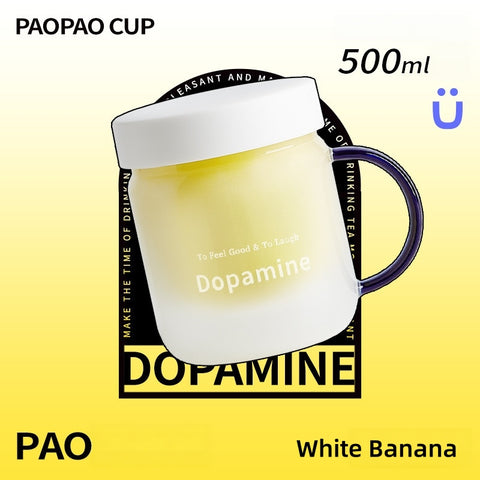 PAOPAO Cup 500ml Dopamine Glass Mug with Ceramic Liner & Tea Separation | High Borosilicate Thermal Shock Resistant Tea Cup with Infuser | Cute Stress-Relief Gift Box