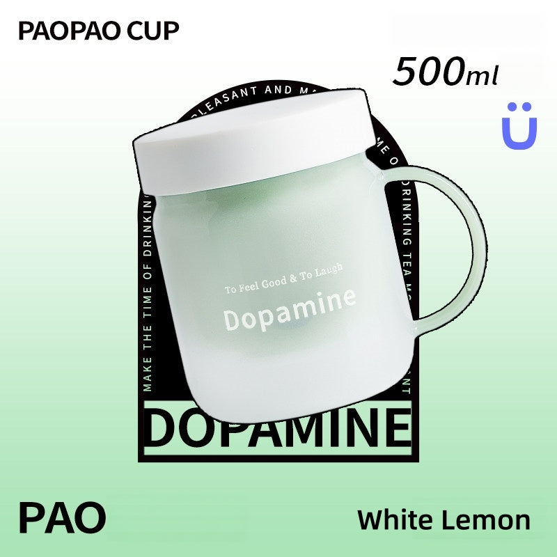 PAOPAO Cup 500ml Dopamine Glass Mug with Ceramic Liner & Tea Separation | High Borosilicate Thermal Shock Resistant Tea Cup with Infuser | Cute Stress-Relief Gift Box