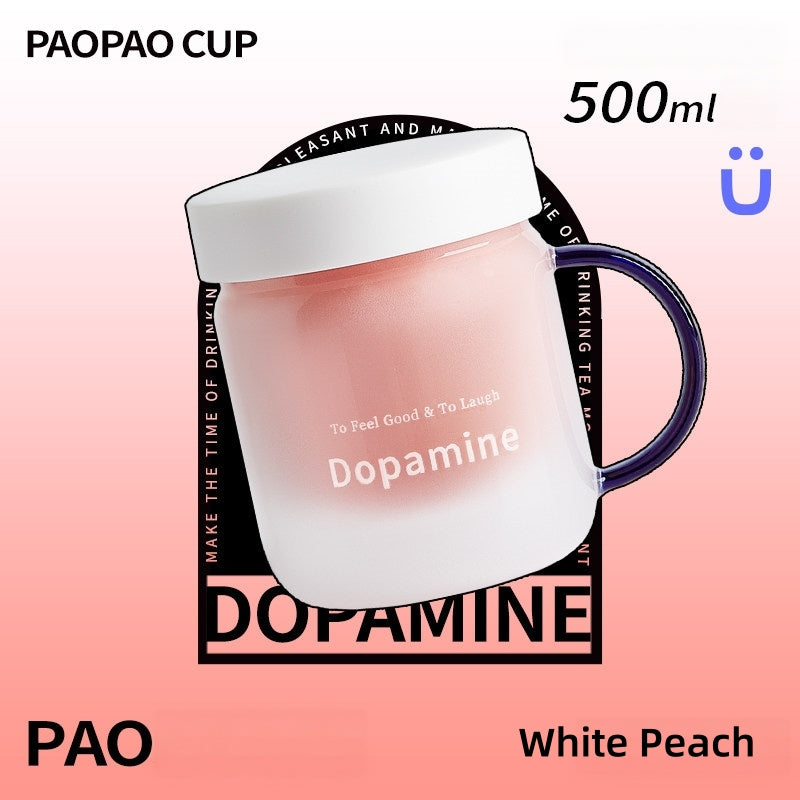 PAOPAO Cup 500ml Dopamine Glass Mug with Ceramic Liner & Tea Separation | High Borosilicate Thermal Shock Resistant Tea Cup with Infuser | Cute Stress-Relief Gift Box