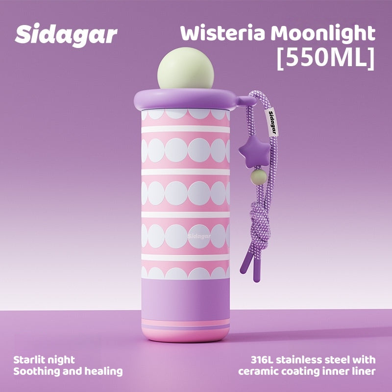 Sidagar Planetary 550ml Double Wall Insulated Cup - Leak Proof, Stainless Steel Thermos with Ceramic Coating for Hot & Cold Drinks, Portable Travel Mug with Straw
