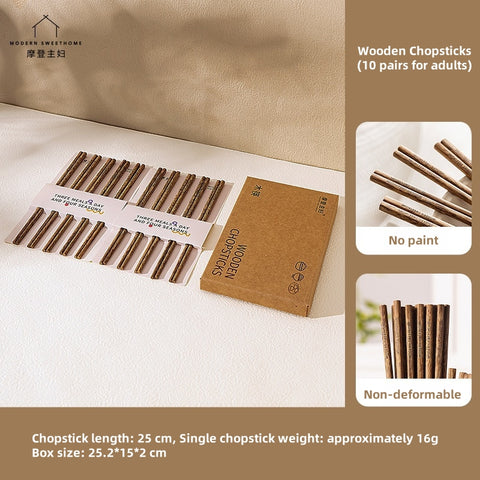MDZF Natural Chicken Wing Wood Chopsticks Set – Handcrafted, Eco-Friendly, Non-Toxic Chopsticks with Vintage Design & Food-Safe Finish
