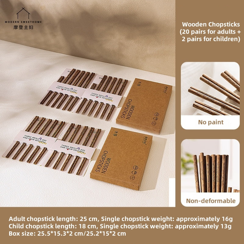 MDZF Natural Chicken Wing Wood Chopsticks Set – Handcrafted, Eco-Friendly, Non-Toxic Chopsticks with Vintage Design & Food-Safe Finish