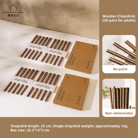 MDZF Natural Chicken Wing Wood Chopsticks Set – Handcrafted, Eco-Friendly, Non-Toxic Chopsticks with Vintage Design & Food-Safe Finish