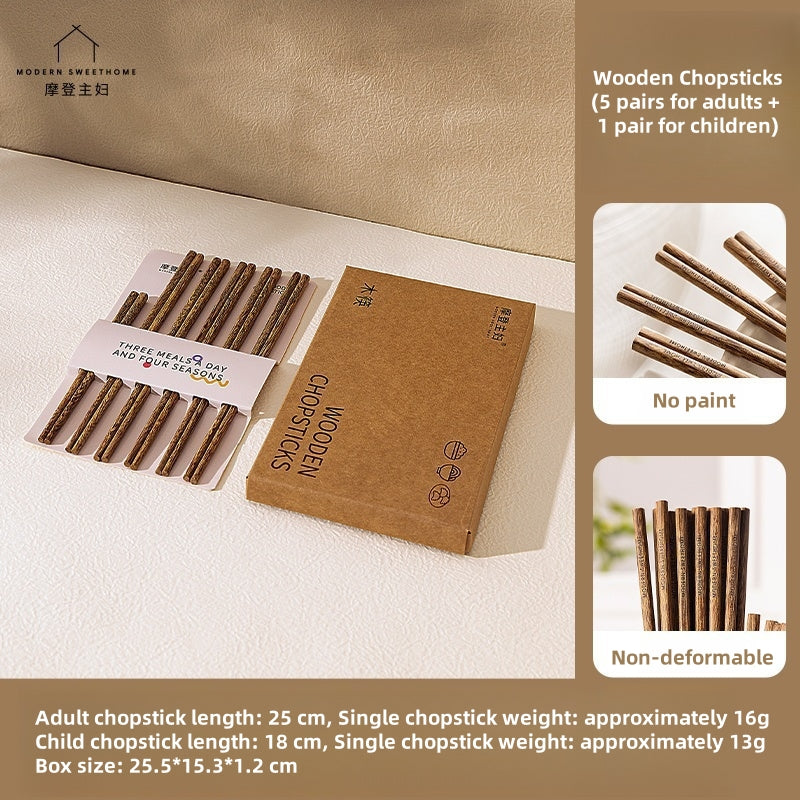 MDZF Natural Chicken Wing Wood Chopsticks Set – Handcrafted, Eco-Friendly, Non-Toxic Chopsticks with Vintage Design & Food-Safe Finish