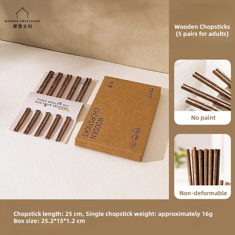 MDZF Natural Chicken Wing Wood Chopsticks Set – Handcrafted, Eco-Friendly, Non-Toxic Chopsticks with Vintage Design & Food-Safe Finish