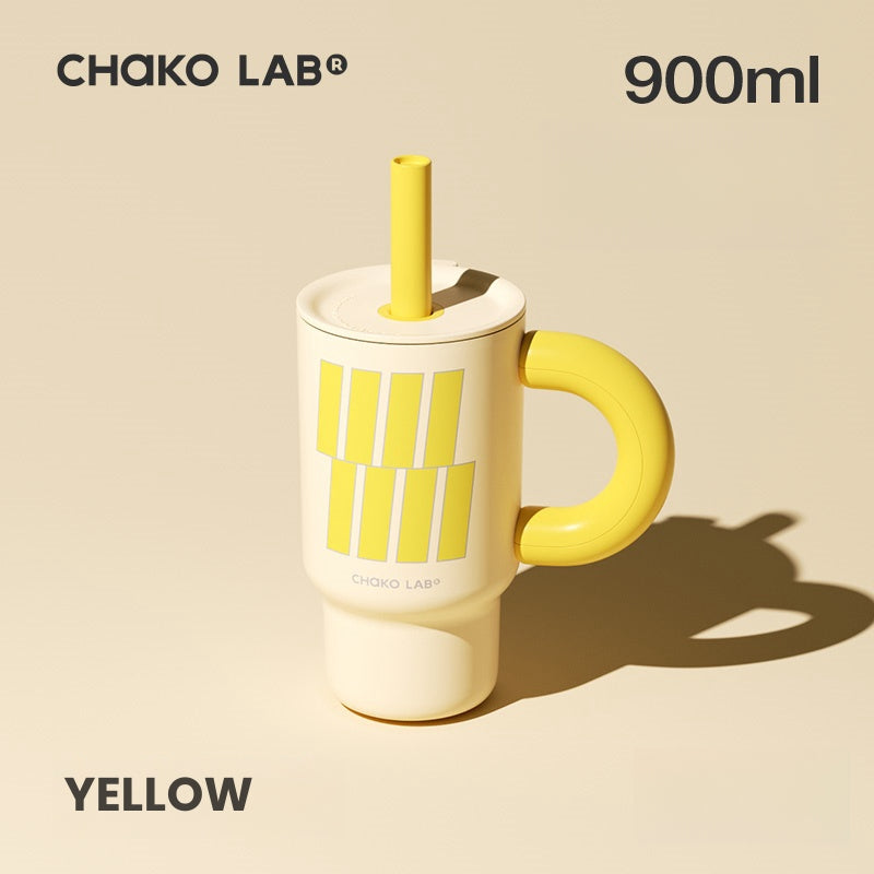 ChakoLab High-Capacity Insulated Mug with Straw, Leak-Proof Lid, and Handle - 900 & 1140ML