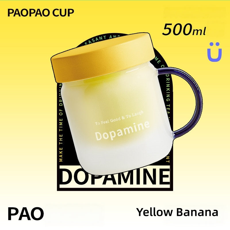 PAOPAO Cup 500ml Dopamine Glass Mug with Ceramic Liner & Tea Separation | High Borosilicate Thermal Shock Resistant Tea Cup with Infuser | Cute Stress-Relief Gift Box