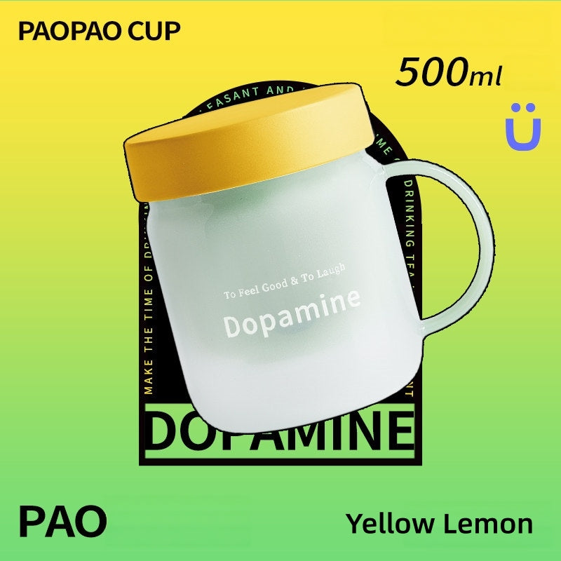 PAOPAO Cup 500ml Dopamine Glass Mug with Ceramic Liner & Tea Separation | High Borosilicate Thermal Shock Resistant Tea Cup with Infuser | Cute Stress-Relief Gift Box