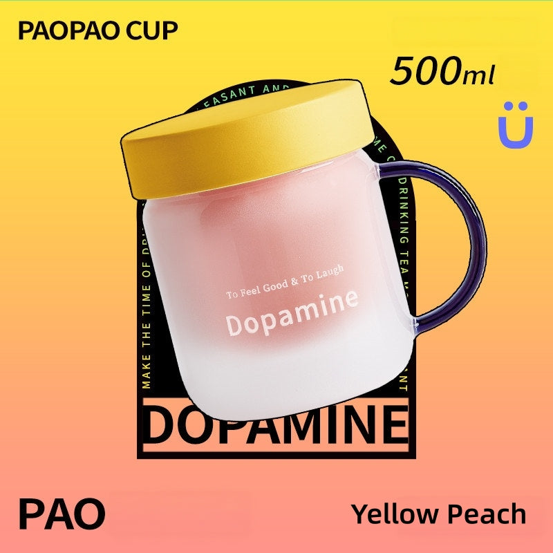 PAOPAO Cup 500ml Dopamine Glass Mug with Ceramic Liner & Tea Separation | High Borosilicate Thermal Shock Resistant Tea Cup with Infuser | Cute Stress-Relief Gift Box