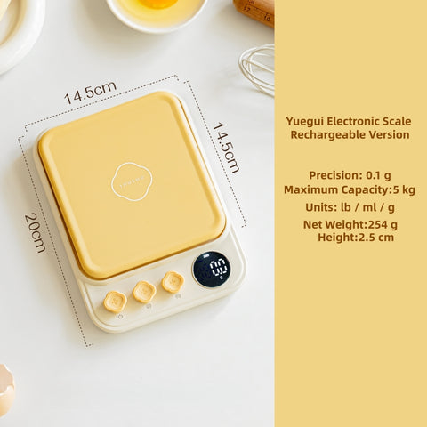 LAUREL Digital Kitchen Scale - 0.1g Precision, 5kg Capacity for Baking & Cooking, with Tare Function, Unit Conversion (g/lb/ml), Backlit LCD, and Waterproof Surface (Battery/Charging Option)