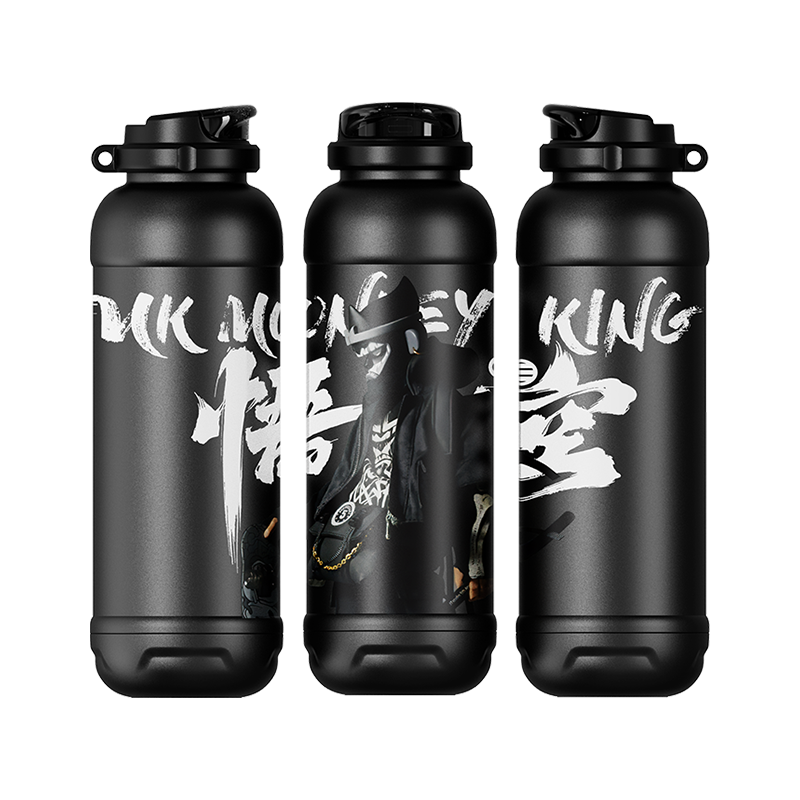 Wu Kong MK MONKEY KING 615ml Stainless Steel Insulated Water Bottle - Premium Outdoor Thermos with Anti-Slip Design, BPA-Free, Cultural Fusion Streetwear Style
