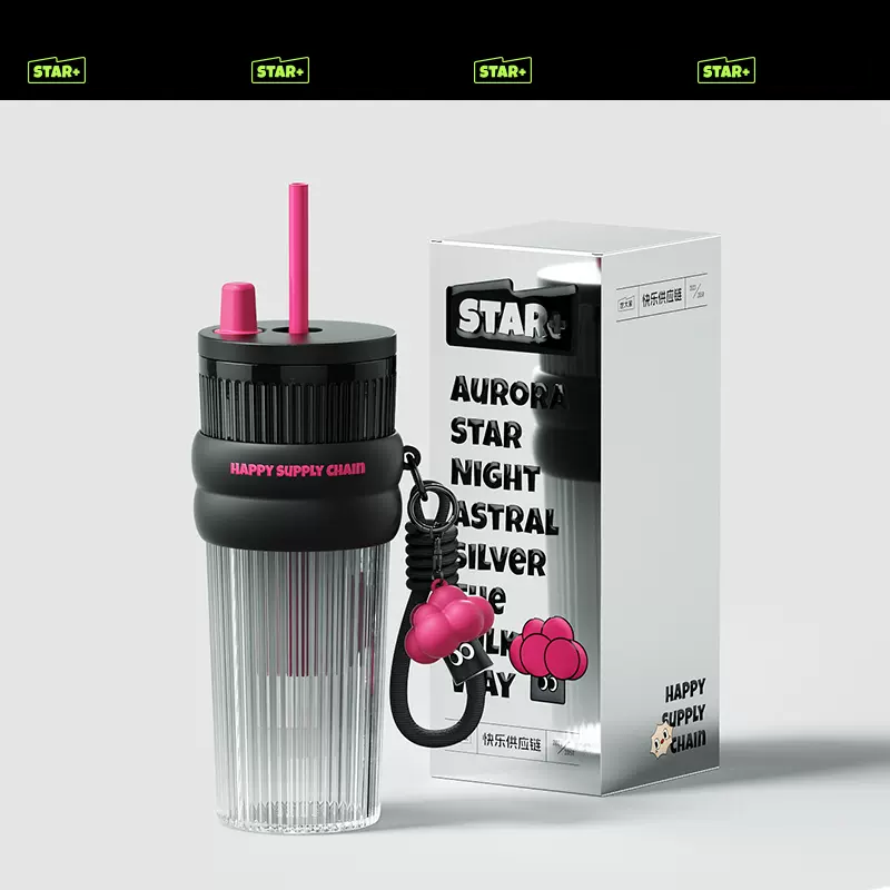 Star+ Dopamine Aurora Straw Cup Summer Cool Water Bottle 710ml