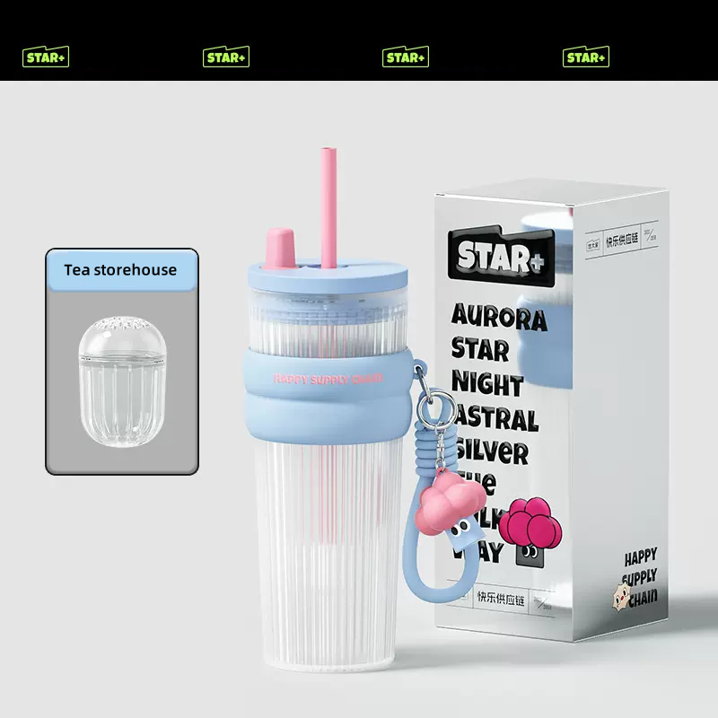 Star+ Dopamine Aurora Straw Cup Summer Cool Water Bottle 710ml