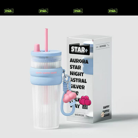 Star+ Dopamine Aurora Straw Cup Summer Cool Water Bottle 710ml