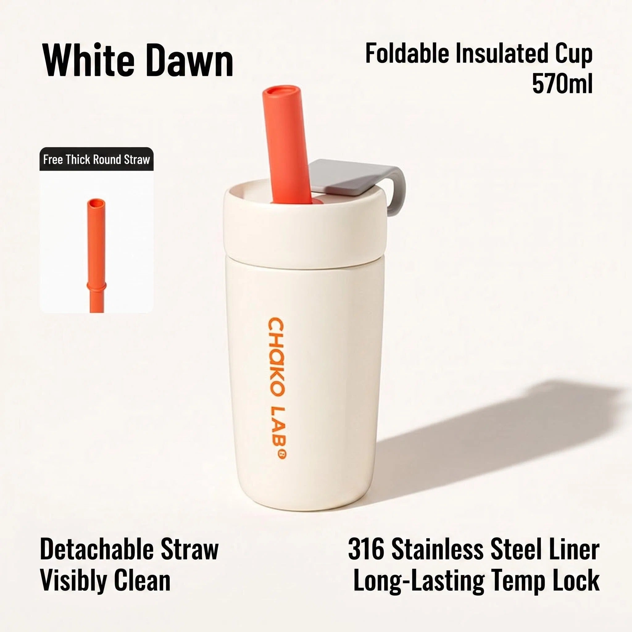 CHaKOLAB OPENSTRAW 570ml Insulated Split Cup with Detachable Straw