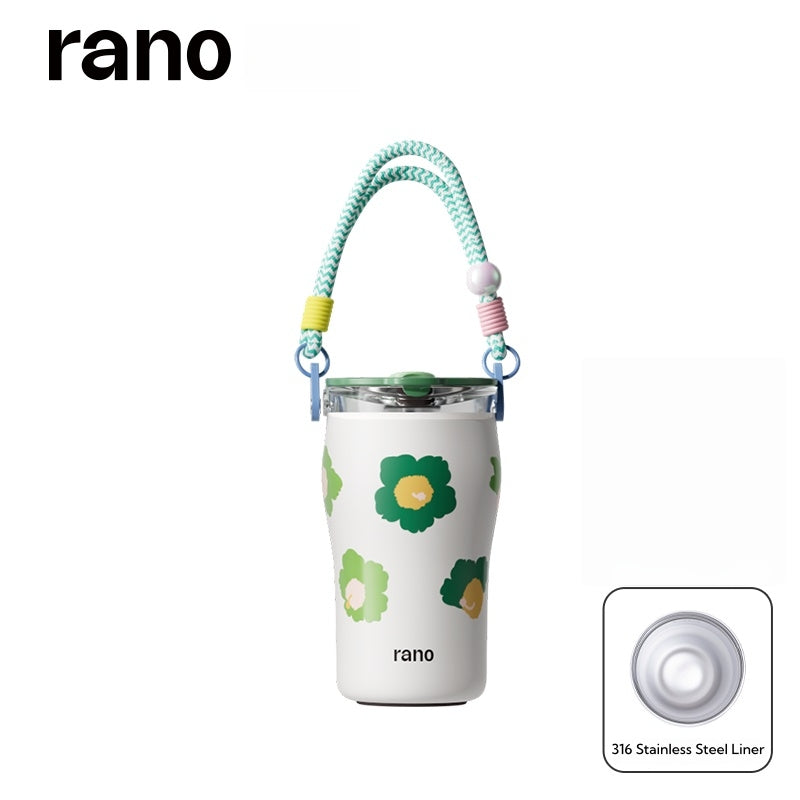 RANO Xuefei Ceramic-Coated 420ml Insulated Coffee Tumbler, 316 Stainless Steel, Leak-Proof
