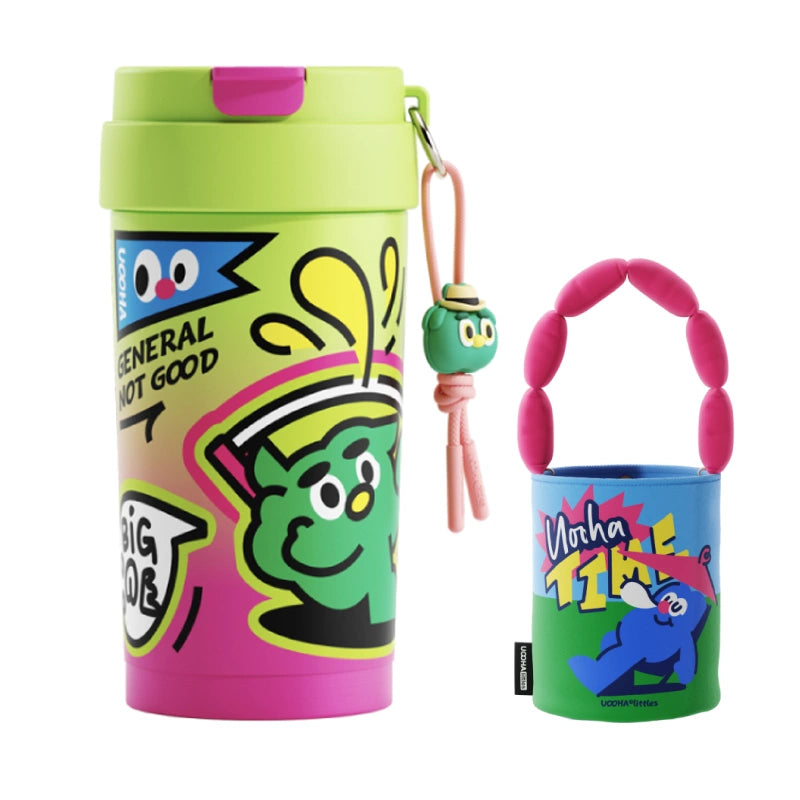 UOOHA dopamine coffee cup double drink straw cup six themes 490ml