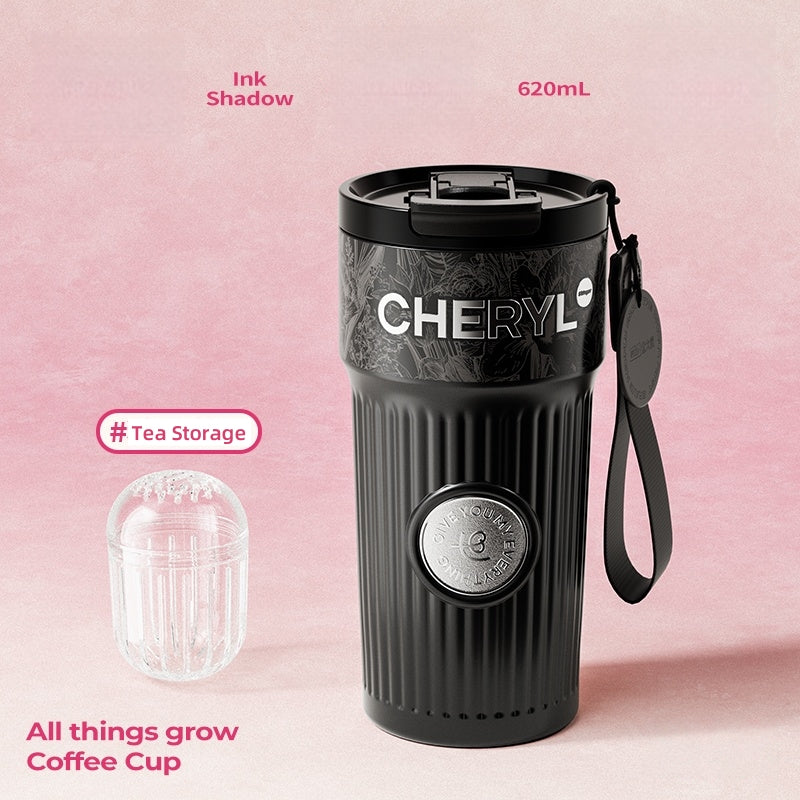SIDAGAR All Things Grow Triple Lid Ceramic Coated Vacuum Insulated Coffee Mug - 620ml, Leakproof, 3 Drinking Modes