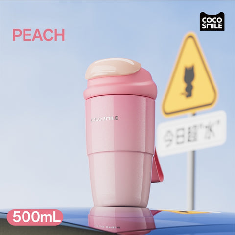 CocoSmile Shell Tumbler 500ml - 24H Cold/Heat Retention, Leakproof Stainless Steel Straw Cup with 5-Layer Insulation, Car-Friendly Design